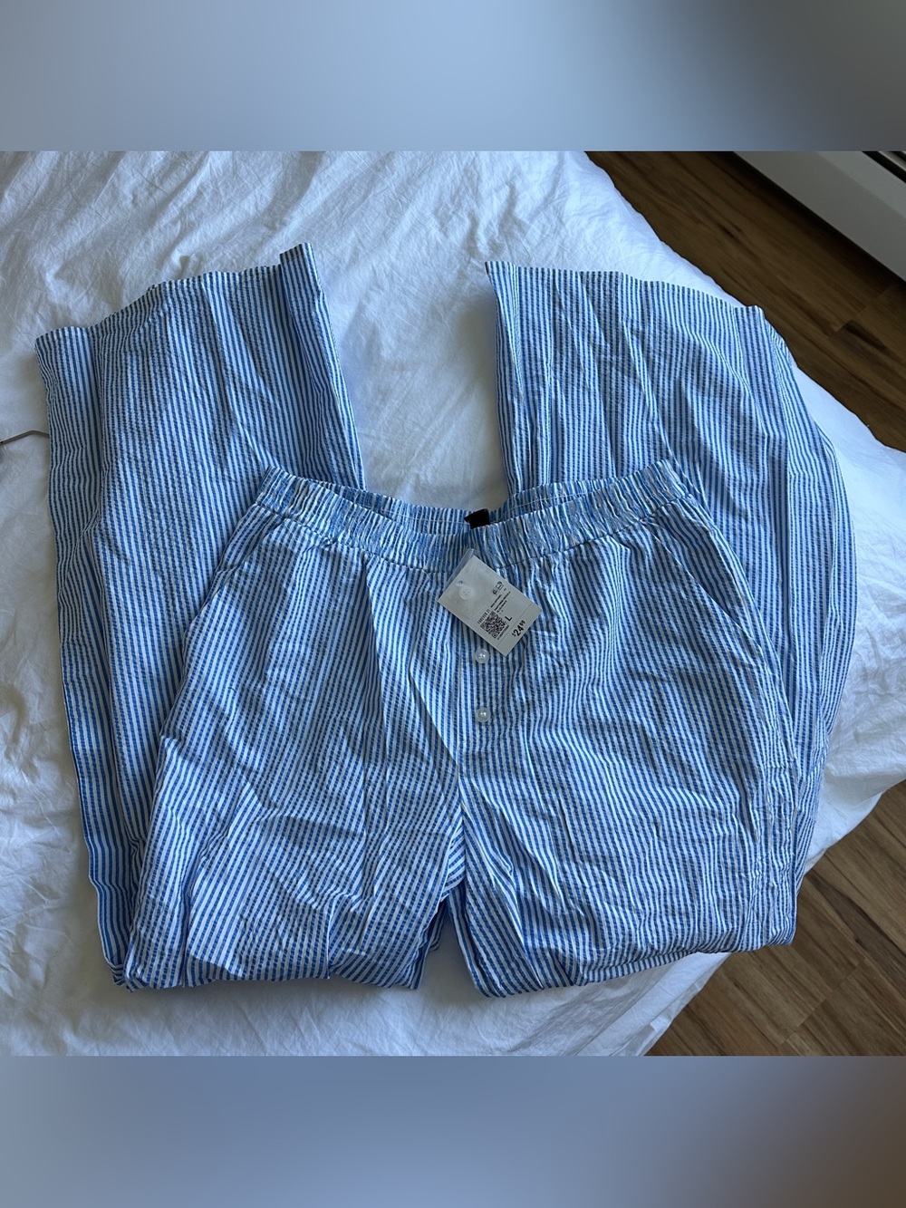NWT Blue and White striped poplin pants